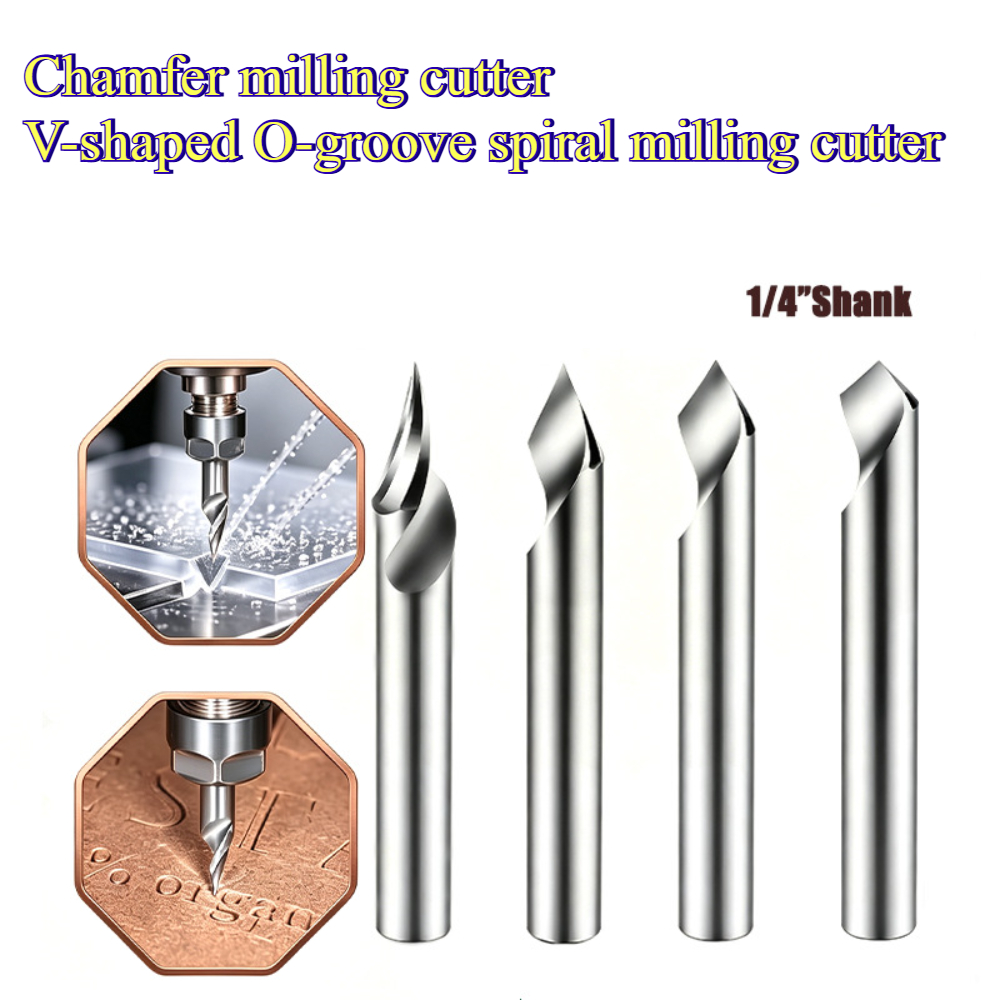 Cnc Bits - V-förmiger Spiral-CNC-Fräser, 1/4
