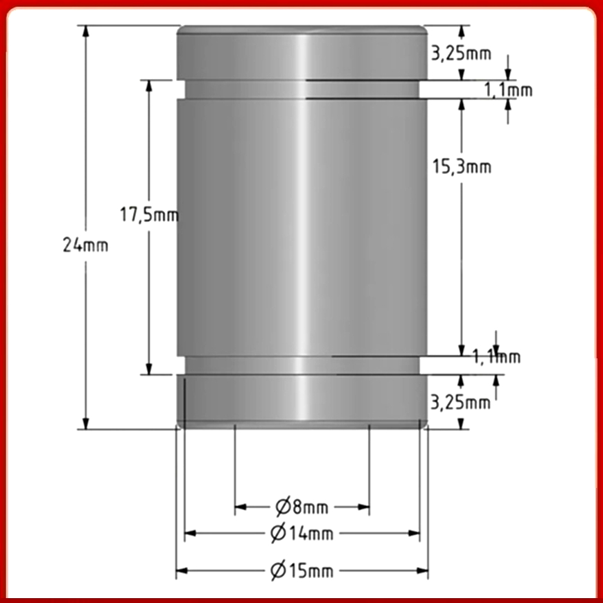 Lm8Uu Bearing - Reprap 3D-Drucker Ersatz-Linearlager 8x15x24mm Anet A8
