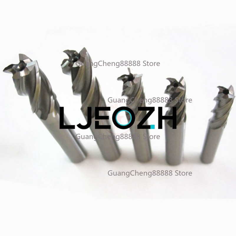 End Mill Set - 4-Klingen-Southwest-Weißstahl-Fräser, 5er-Set HSS Hochgeschwindigkeitsstahl-Stabfräser, 5-teiliger Metallbohrer,