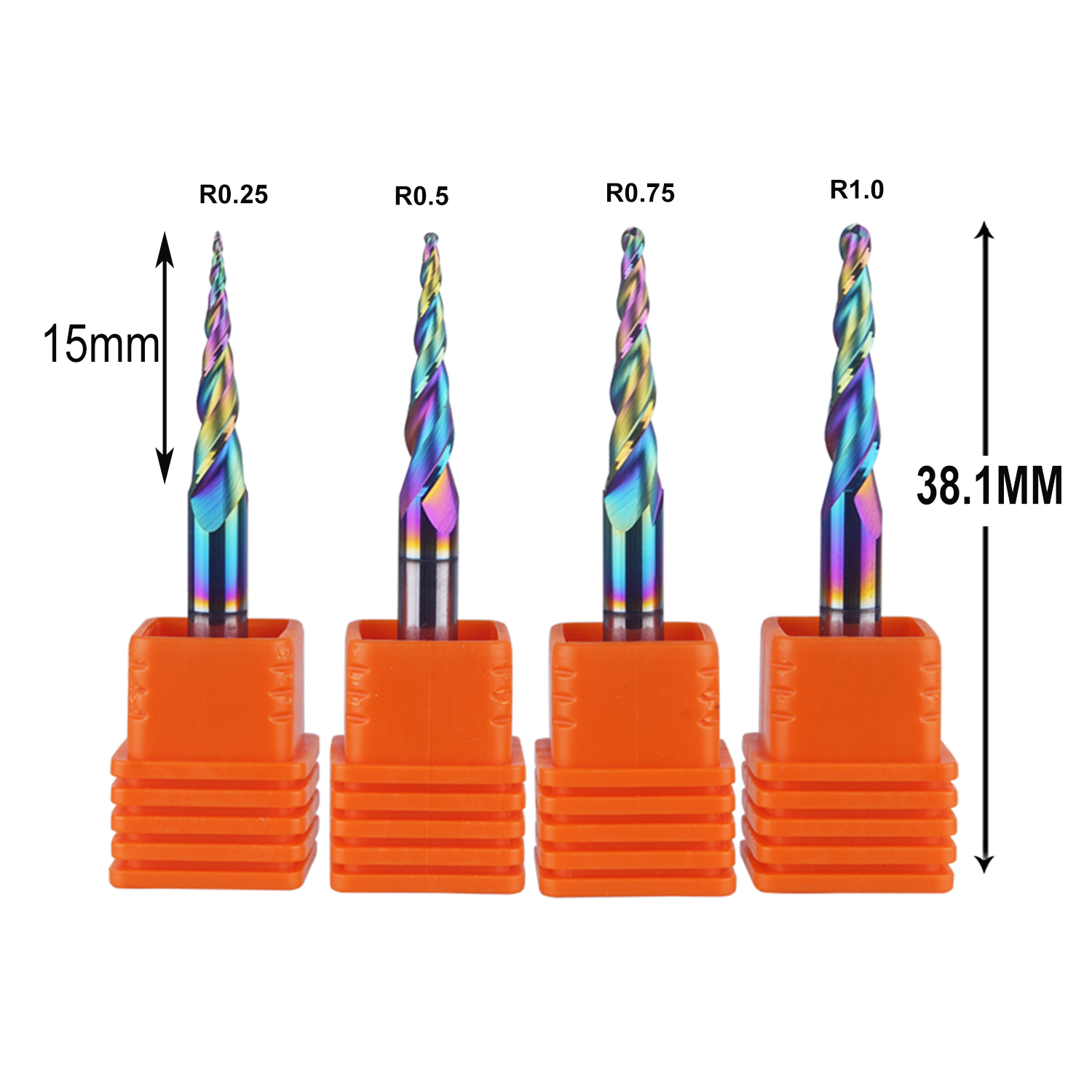 End Mill Set - DREANIQUE 4 Stück/Set 2-Schneiden-Kugelfräser mit konischer