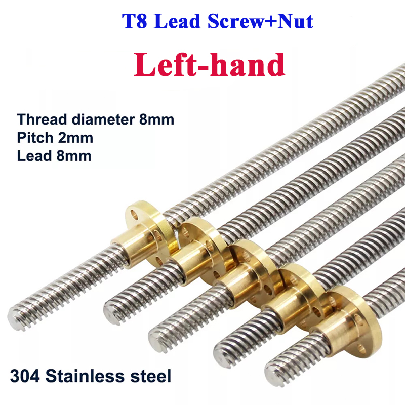 Lead Screw 8Mm - T8-Leitspindel, Linksgewinde, 2 mm, 8 mm