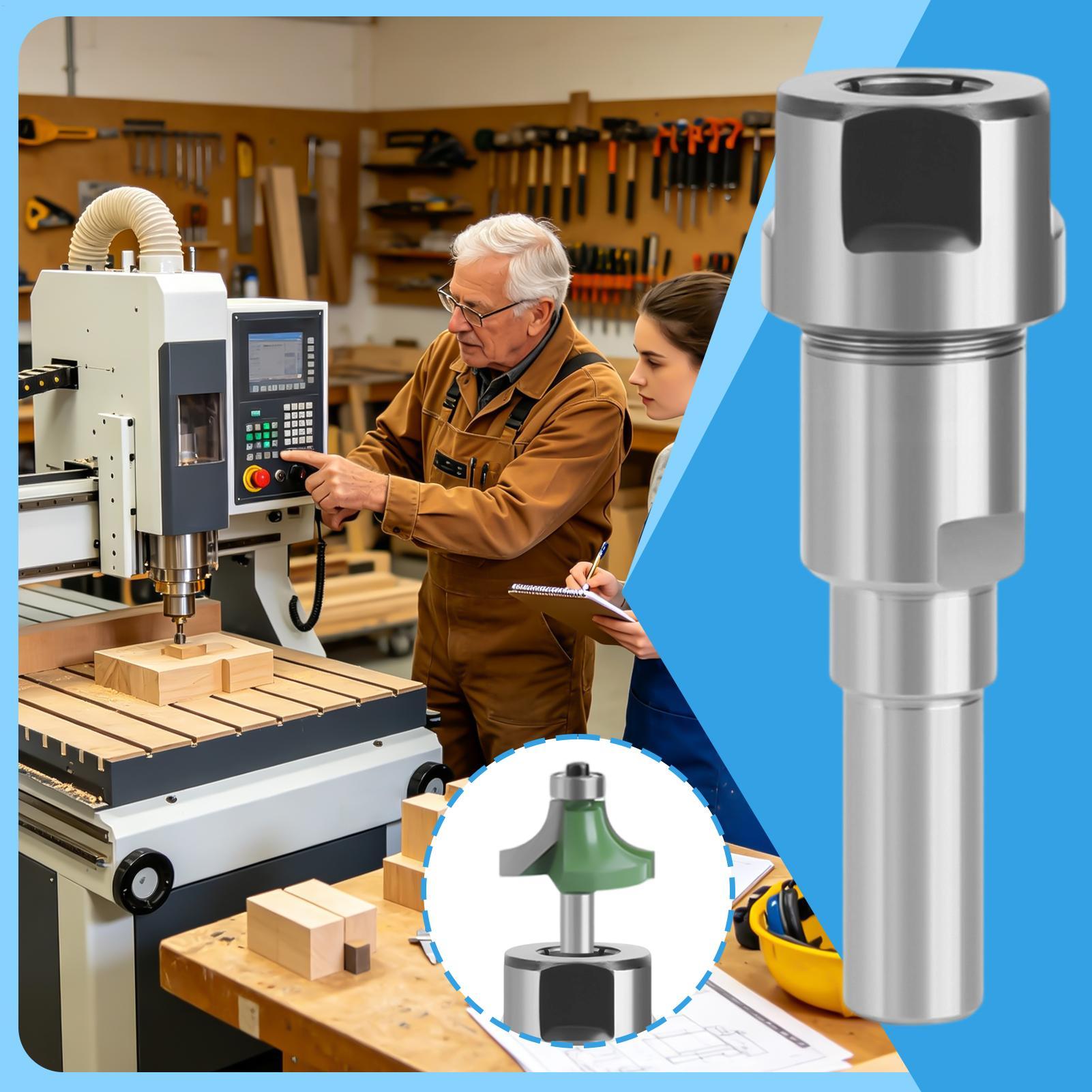 End Mill - Fräser-Verlängerung mit Anfasungshilfe für Holzgravur, Kantenbearbeitung,