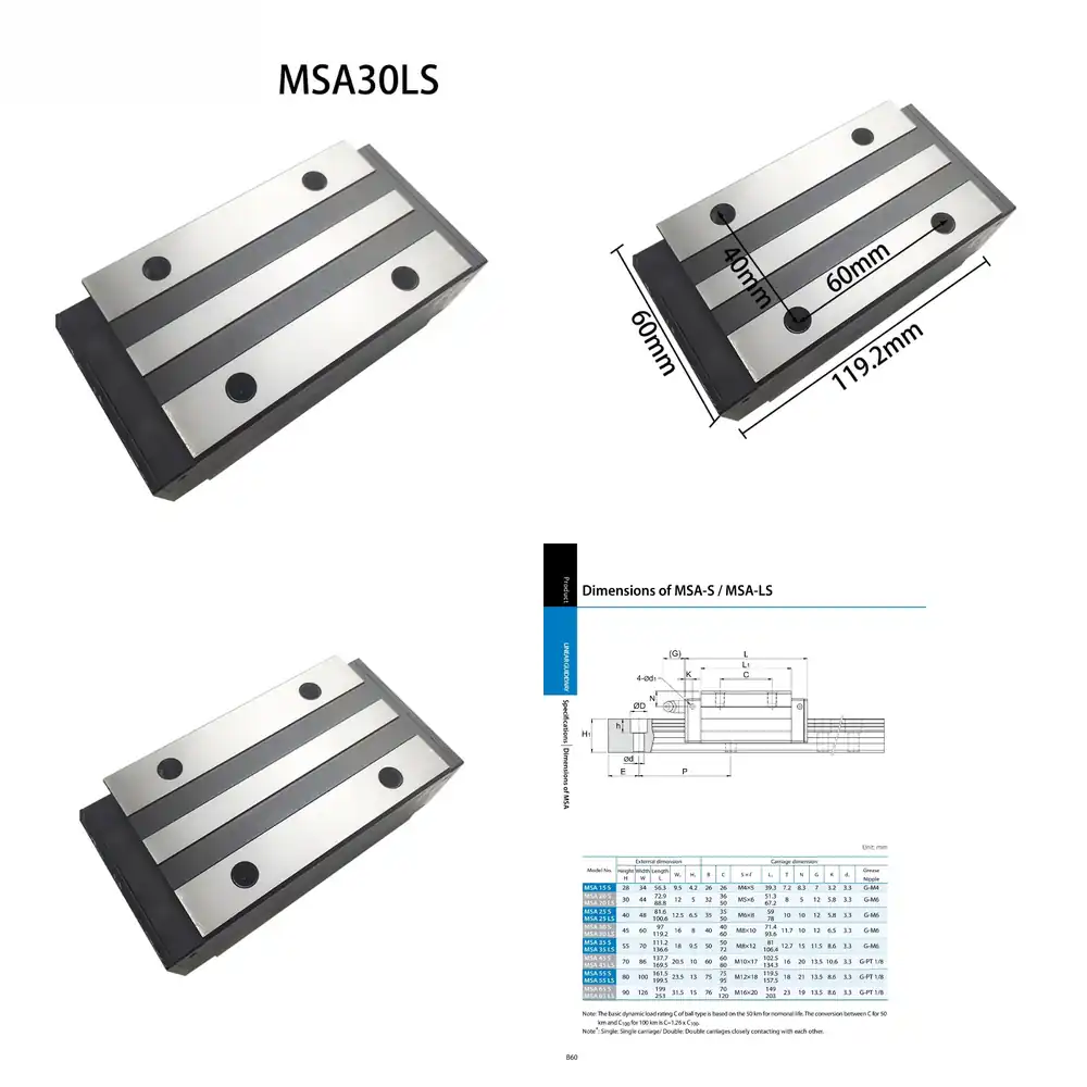 Linear Rail - Linearführungsschiene Gleitblock für Taiwan PMI MSA30LS