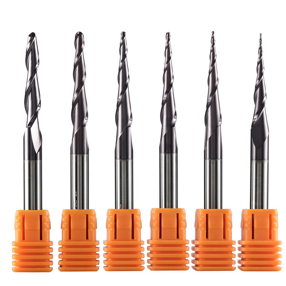 End Mill Set - 1 Stück Vollhartmetallbeschichteter Kegel-Kugelkopffräser CNC-Fräser Fräser